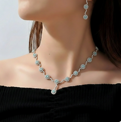 Aqua Flower Jewelry Set