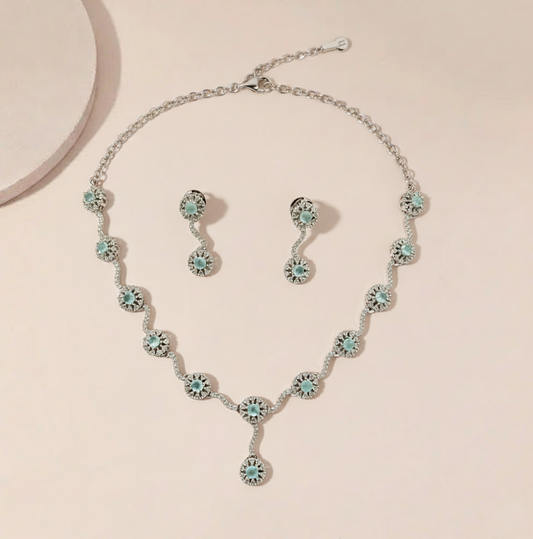 Aqua Flower Jewelry Set