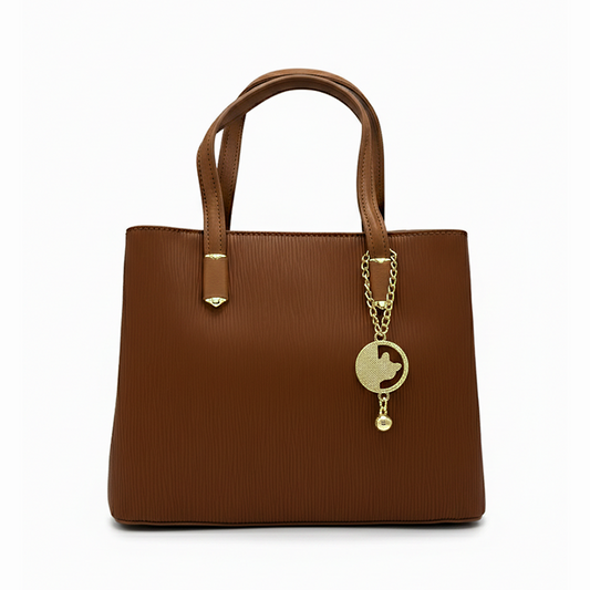 Brown Ribbed Tote