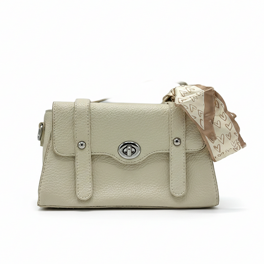 Cream Pebbled Flap Bag