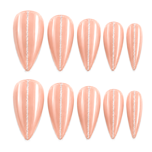 Peach Stripe Press-On Nails