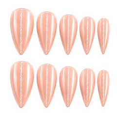 Peach Stripe Press-On Nails