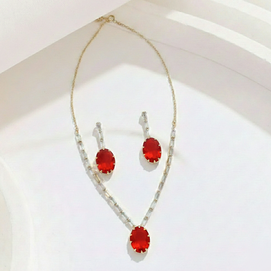Red Oval Baguette Set