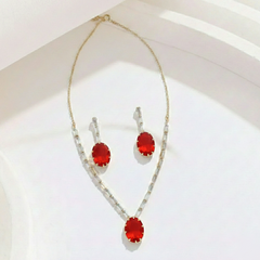Red Oval Baguette Set