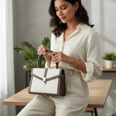 Two-Tone Faux Leather Satchel