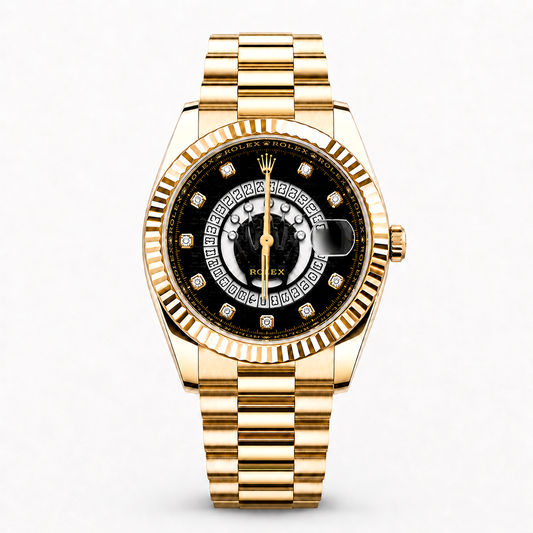 Gold-Tone Black Dial Watch
