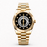 Gold-Tone Black Dial Watch