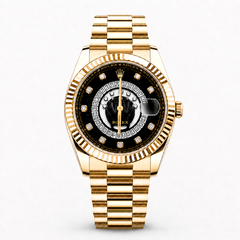 Gold-Tone Black Dial Watch