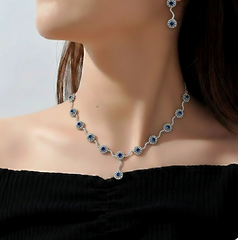 Blue Floral Jewelry Set