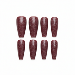 Brown Glitter Coffin Press-On Nails