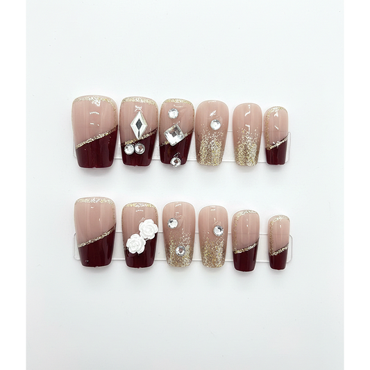 Burgund Glamour Press-On Nails