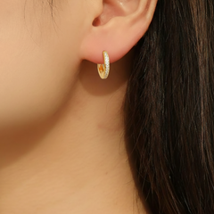 CZ Gold Hoop Earrings