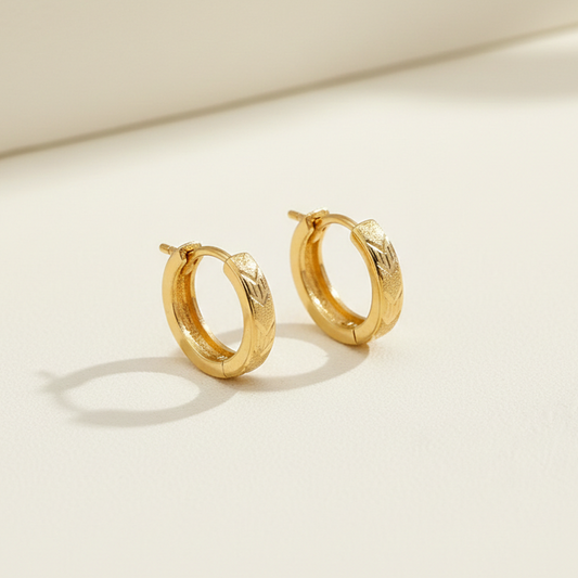 Chevron Gold Huggie Hoops