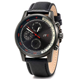Classic Black Leather Strap Watch