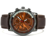 Coffee Brown Leather Strap Watch