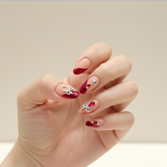 Crimson Swirl Elegance Press-Ons