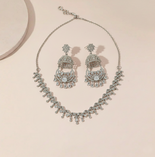 Crystal Choker Jhumka Set