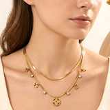 Floral Charm Snake Necklace