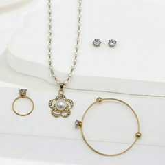 Floral Pearl Crystal Set