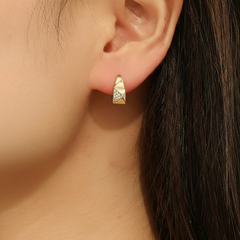 Geo Pave Huggie Hoops