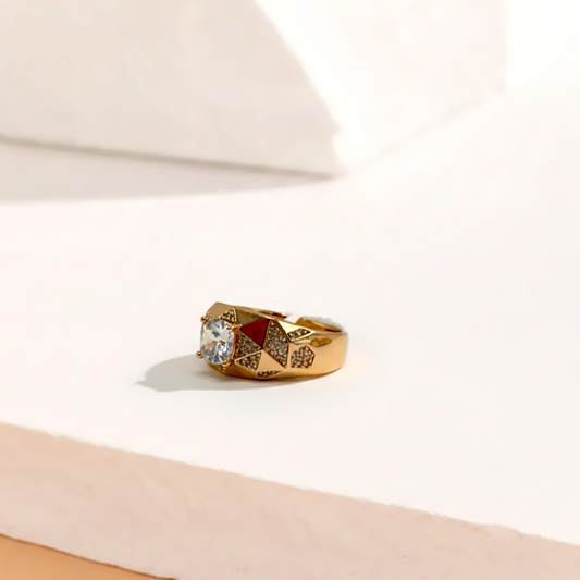 Geometric Solitaire Ring