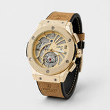 Gold-Tone Skeleton Dial Watch