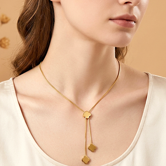 Gold Clover Lariat Pendants