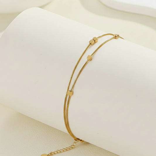 Gold Cube Layer Bracelet