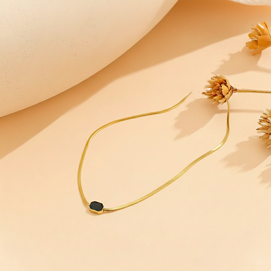 Gold Geo Locket Chain