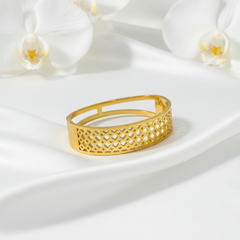 Gold Geometric Lattice Bangle