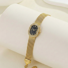 Gold Oval Mesh Watch