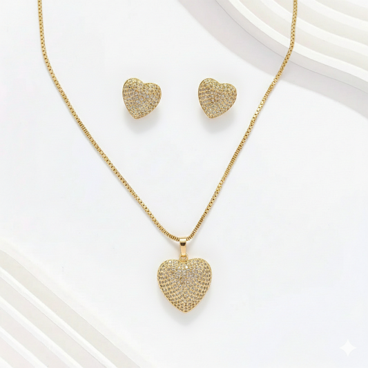 Gold Pave Heart Set