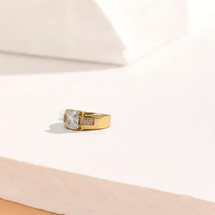 Gold Rectangle Zirconia Ring