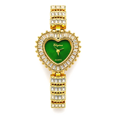 Green Dial Heart Crystal Watch