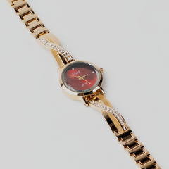 Ladies Luxury Gold Bracelet Watch – Red Dial