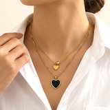 Layered Black Heart Pendants