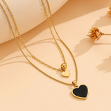 Layered Black Heart Pendants