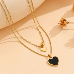 Layered Black Heart Pendants