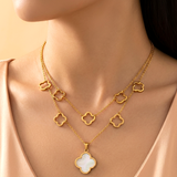 Noir White Clover Layered Pendant