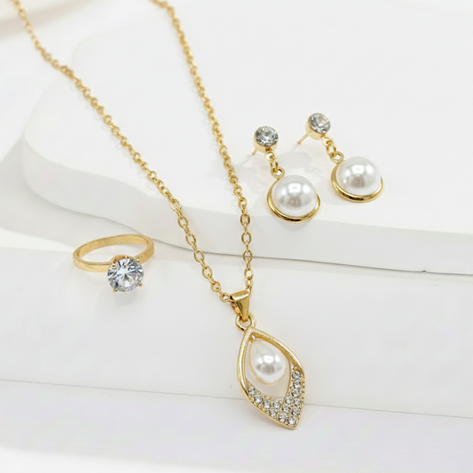 Leaf Pearl Crystal Set