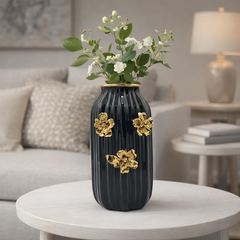 Midnight Bloom Decorative Vase