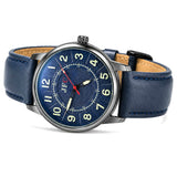 Midnight Blue Dial Leather Strap Watch