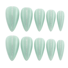 Mint Stripe Press-On Nails