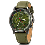 Olive Green Leather Strap Watch