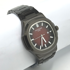 Burgundy Dial Dark Grey Watch