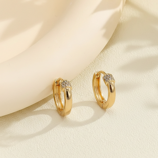 Pave Accent Gold Hoops