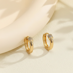 Pave Accent Gold Hoops