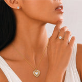 Pave Heart Jewelry Set