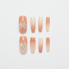 Peach Ombre Plaid Press-Ons