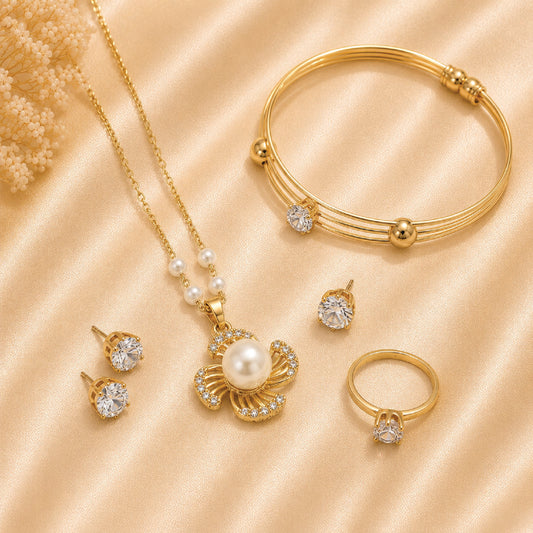 Pearl Blossom Locket Set